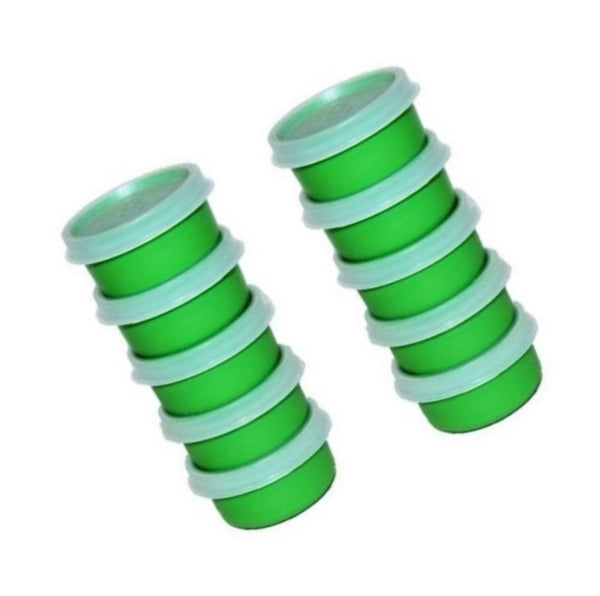 TUPPERWARE 10 TUPPER SMIDGET PILL KEEPER 1-OZ SMIDGETS GREEN & BLUE w SHEER SEALS