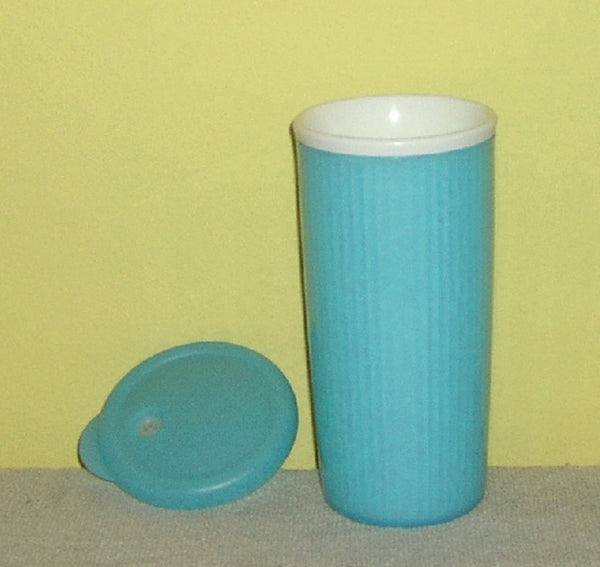 Tupperware 24-oz Insulated SEALED Tumbler Hot Cold On-the-Go Travel AQUA TEAL & STRAW