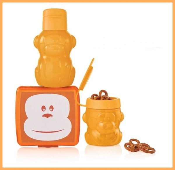 TUPPERWARE 4 10.5-oz TALL BELL TUMBLERS PAPAYA w 4 SNOW WHITE FLIP TOP SEALS