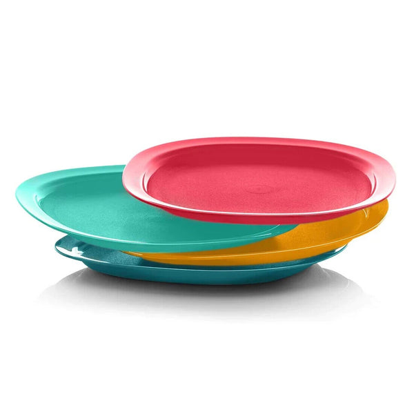 Tupperware Impressions 9.5" Microwave Luncheon Plates Set of 4 SUMMER COLORS