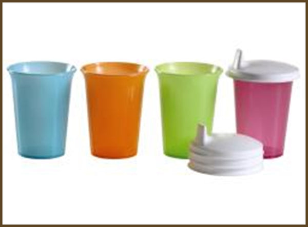 Tupperware 7-oz Bell Tumbler Set/4 RARE COLORS PINK LIME PURPLE AQUA NEW