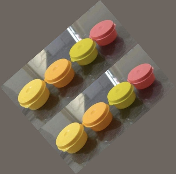 TUPPERWARE 8 TUPPER SMIDGET PILL KEEPER 1-OZ SMIDGETS MANGO ORANGE YELLOW & SALSA VERDE