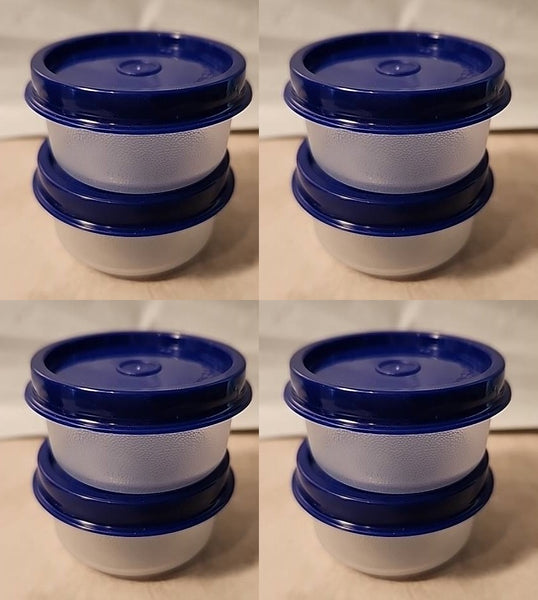 TUPPERWARE 8 TUPPER SMIDGET PILL KEEPER 1-OZ SMIDGETS BLUE BASE & SEALS