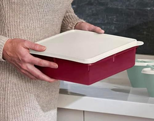 TUPPERWARE Prep Essentials BORDEAUX Snack-Stor Store Square Refrigerator Container WHITE Seal