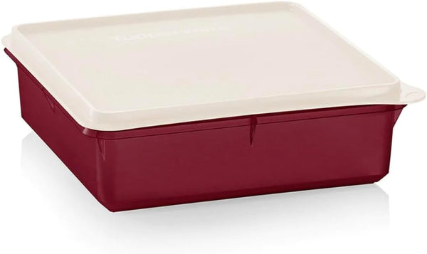 TUPPERWARE Prep Essentials BORDEAUX Snack-Stor Store Square Refrigerator Container WHITE Seal