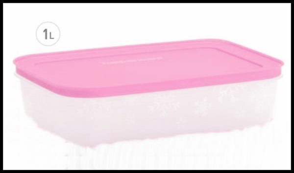 TUPPERWARE FREEZER MATES PLUS SNOWFLAKE STORAGE CONTAINER MED SHALLOW PINK SEAL 4.25-C