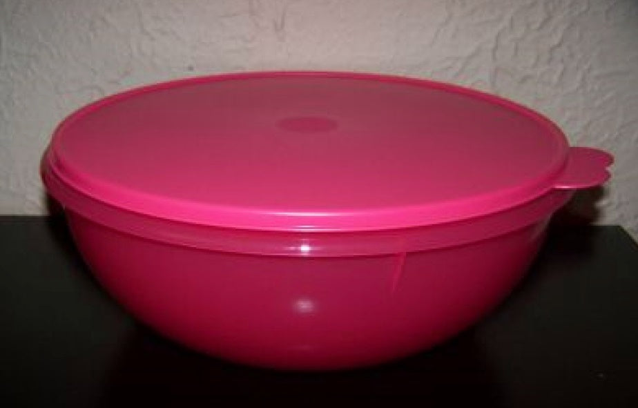 TUPPERWARE FIX N MIX 26-c EXTRA LARGE MIXING SERVING MULBERRY BOWL W/ –  Plastic Glass and Wax ~ PGW