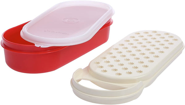 Tupperware 3 Pc HANDY GRATER & OVAL STORAGE KEEPER RED / BEIGE / SHEER NEW