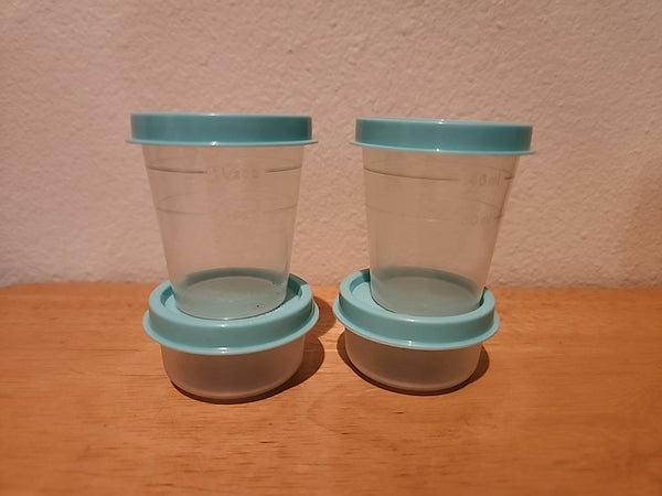 TUPPERWARE 4pc 2 TUPPER MINI MIDGETS & 2 SMIDGETS w/ AQUA TEAL SEALS NEW
