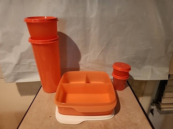 Tupperware 5pc Lunch-It Divided Dish 16-oz Tumbler Snack Cup Mini Midget & Smidget