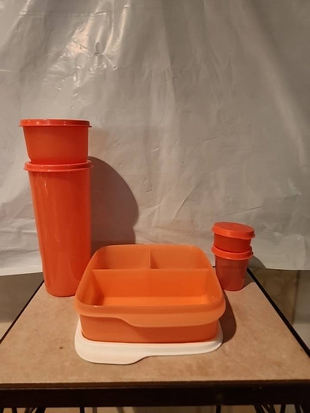 Tupperware 5pc Lunch-It Divided Dish 16-oz Tumbler Snack Cup Mini Midget & Smidget