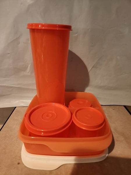 Tupperware 5pc Lunch-It Divided Dish 16-oz Tumbler Snack Cup Mini Midget & Smidget