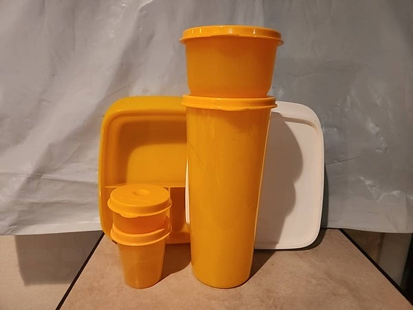 Tupperware 5pc Lunch-It Divided Dish 16-oz Tumbler Snack Cup Mini Midget & Smidget