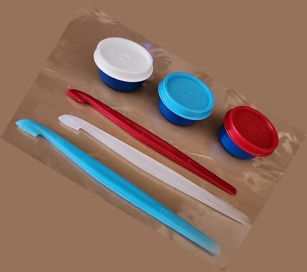 Tupperware LOT 6 TINY TREASURES RED WHITE & BLUE SMIDGETS & CITRUS PEELERS