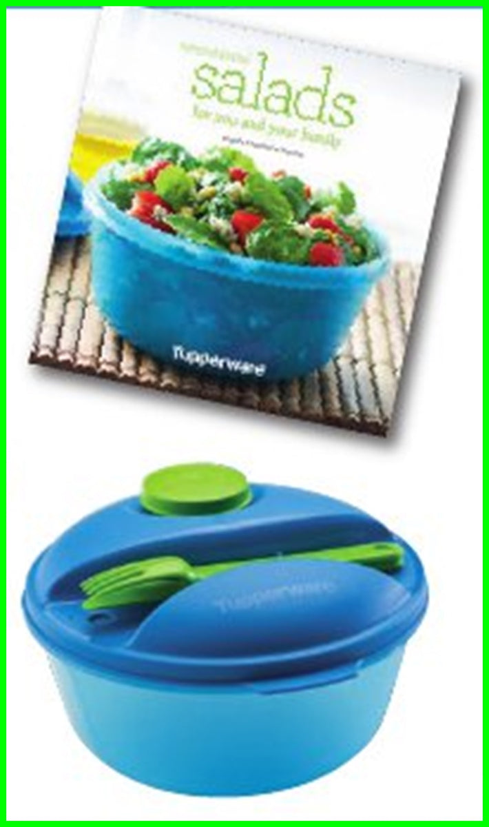 Tupperware SWIPEセット 【新品・未使用品】 Tupperware SALAD LUNCH ON THE GO & COOKBOOK KIWI UTENSILS & 2-oz MINI