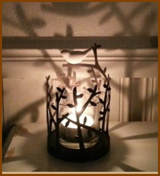 PartyLite SONGBIRD VOTIVE TEALIGHT BRONZE / CERAMIC CANDLE HOLDER NIB