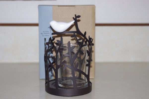 PartyLite SONGBIRD VOTIVE TEALIGHT BRONZE / CERAMIC CANDLE HOLDER NIB