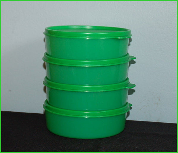 TUPPERWARE 2-C BIG WONDERS BOWL 4 RUBINE BOWLS w/ SNOW WHITE TABBED SEALS - Plastic Glass and Wax ~ PGW