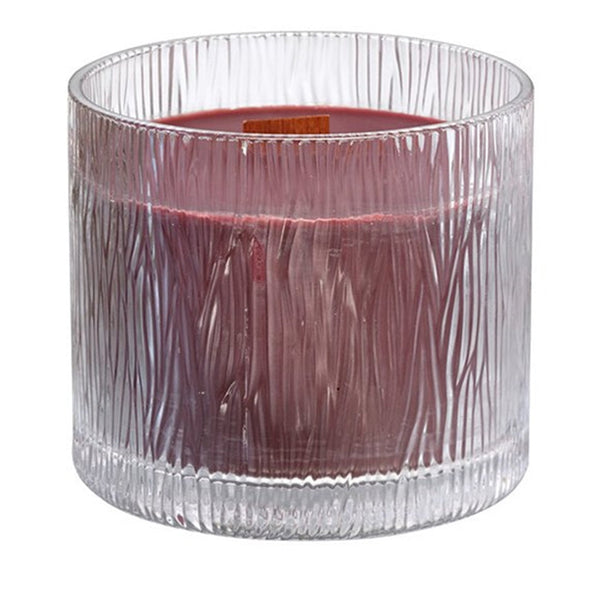 PartyLite Nature's Light Large Round Jar Boxed Candle w/ Crackling Wooden Wick TAMBOTI WOODS - Plastic Glass and Wax