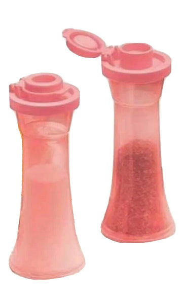 TUPPERWARE IMPRESSIONS MINI GUAVA HOURGLASS SALT & PEPPER SHAKER SET SHEER