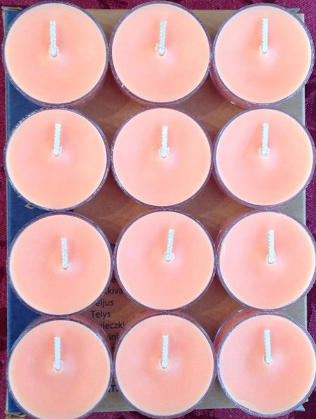 PartyLite Tealight Candles - 1 Box - 1 Dozen Tealights - 12 CANDLES PEACH HONEY CITRONELLA