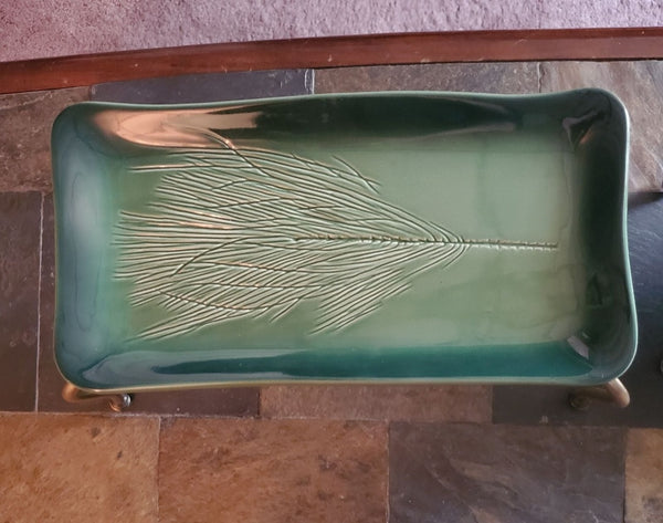 SOUTHERN LIVING @ HOME WH MOUNT VERNON PINE SPRIG TRAY GREEN RECTANGLE SERVING