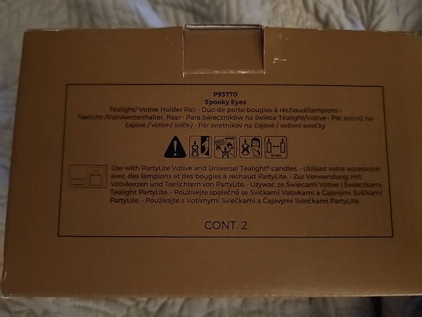 PartyLite SPOOKY EYES SET of TWO (2) VOTIVE TEALIGHT CANDLE HOLDERS NIB