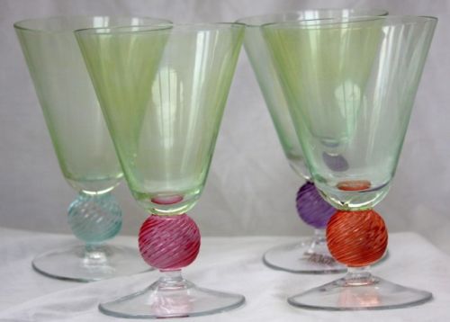 SOUTHERN LIVING AT HOME SHORT TANGO COLORED GLASS STEMWARE SET / 4 8-oz ea