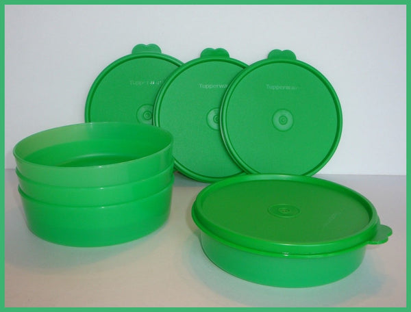 TUPPERWARE 1.5-cup WONDER BOWL SET OF 4 WINTER GREEN BOWLS w/ SEALS