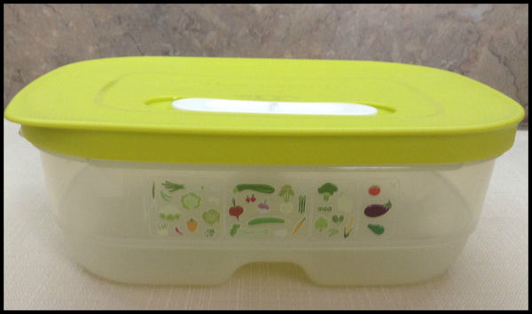 TUPPERWARE Sheer FridgeSmart SMALL DEEP Storage Container Keeper Margarita / Snow White Seal - Plastic Glass and Wax