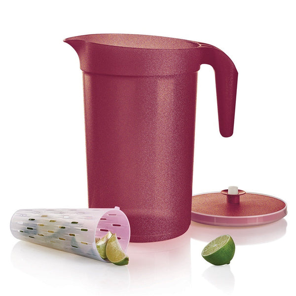 TUPPERWARE STARLIGHT SPARKLING MERLOT CELEBRATIONS 1-GAL PITCHER W/ 3-PART PUSH BUTTON SEAL & INFUSION INSERT - Plastic Glass and Wax