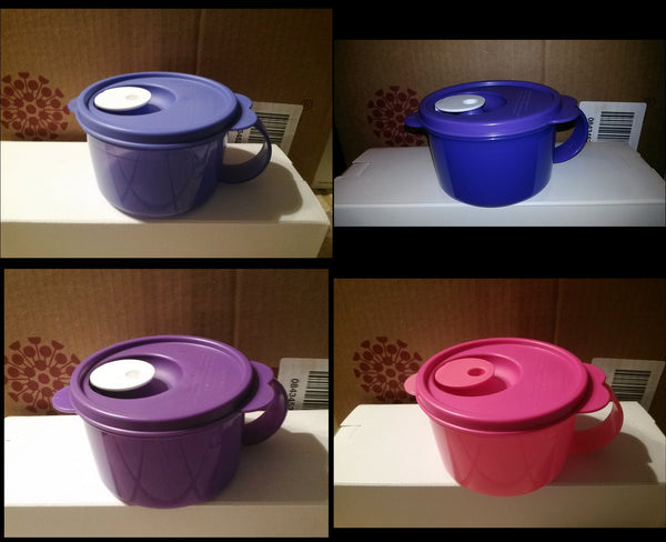 Tupperware VENT N Serve RNS MICROWAVE 2 CUP SOUP MUG BOWL PERSIMMON w/ MIST VENT - Plastic Glass and Wax ~ PGW