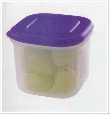 Tupperware SET of 2 - 200 mL / 3/4 c Sheer Clear Mates Square Mini Clear GRAPE FIZZ Seal - Plastic Glass and Wax ~ PGW