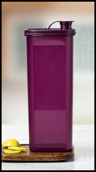 Tupperware 2-QT SLIM LINE TALL SQUARE ROUND REFRIGERATOR PITCHER / ON THE GO SERVER SHEER LIME SEAL