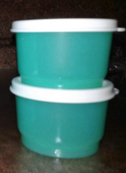 TUPPERWARE Set of 2 - 4-oz Snack Cups Bowls w/ Round Seals TROPICAL WATER BLUE SNOW WHITE SEAL