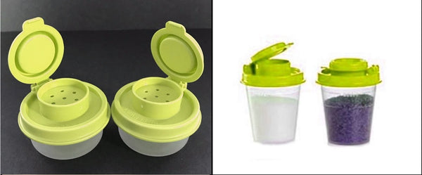 TUPPERWARE TUPPER MINI MIDGET SALT & PEPPER SHAKER SET MULBERRY COLOR