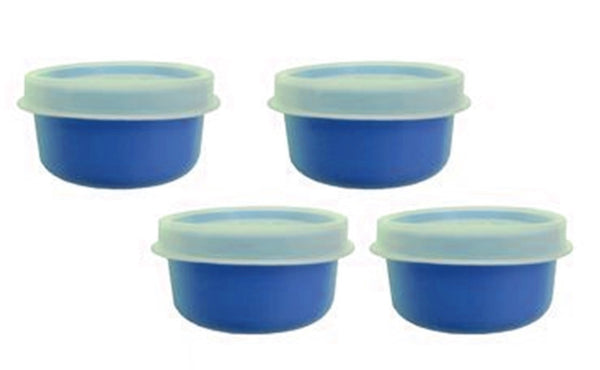 TUPPERWARE TUPPER MINI SMIDGET PILL KEEPER SET of 4 SHEER PURPLE 1-OZ SMIDGETS w/ SEALS - Plastic Glass and Wax