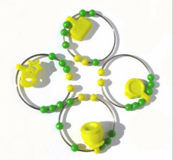 Tupperware Set of 8 Charms Wine / Stemmed Glass Drink Markers Wintergreen & Margarita