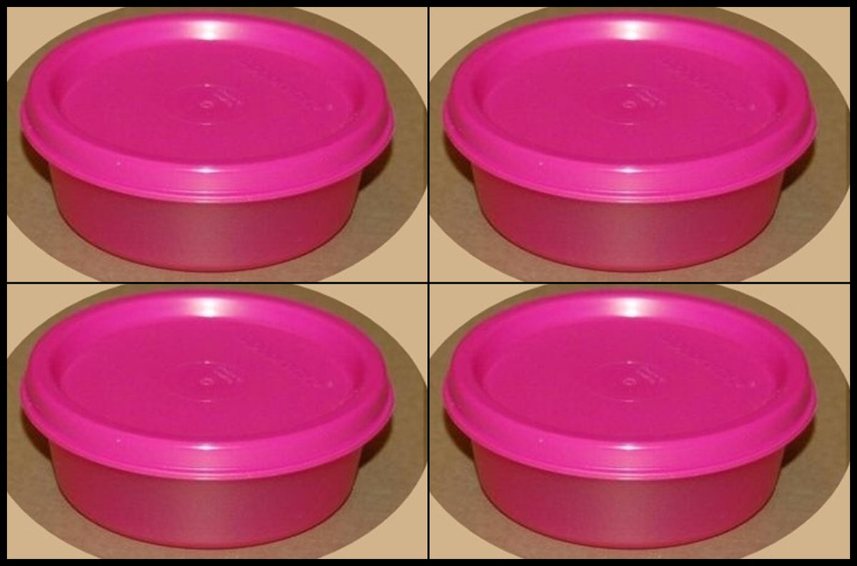 TUPPERWARE ART OF SPRING 4 ROUND SNACK BOWLS PINK SNAP-TOGETHER