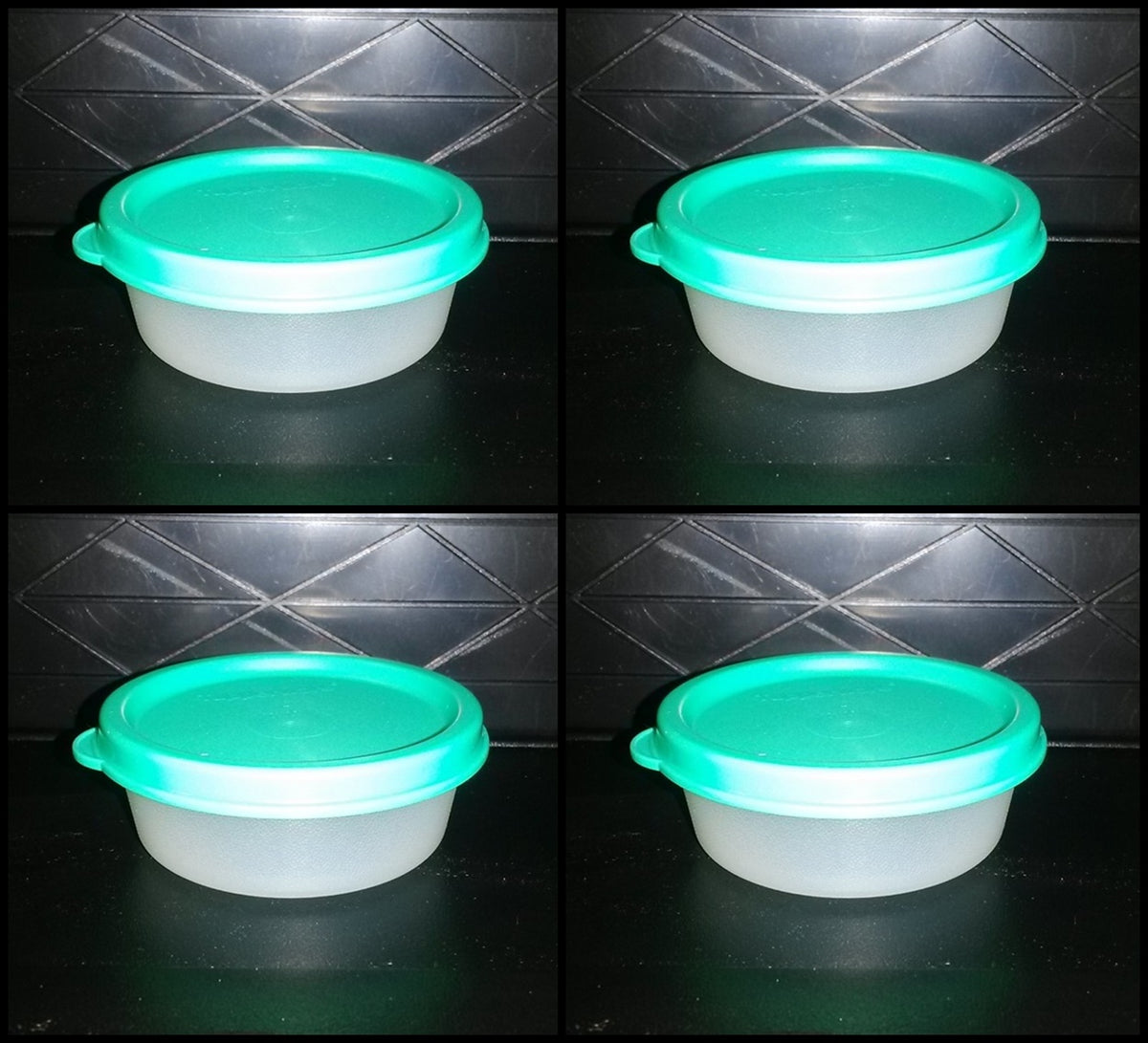 Tupperware 4 Ounce Snack Cups Set of 2 with Mint Green Seals