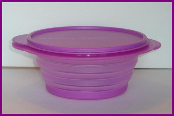 TUPPERWARE FLATOUT RARE RECTANGLE EXPANDABLE FLEX BOWL W/ SEAL 3.5-c BLUE