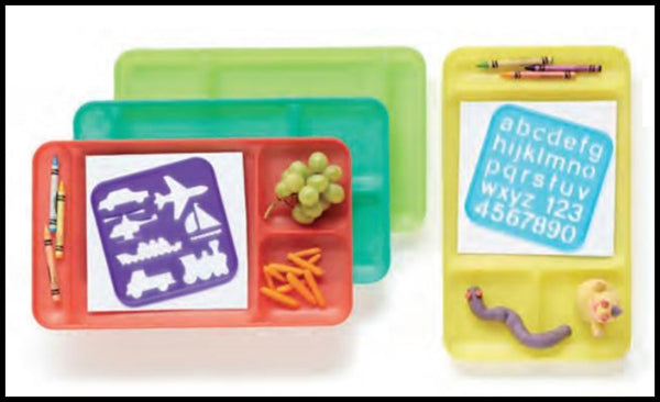 TUPPERWARE 2-Pc ALMOND IMPRESSIONS LARGE RECTANGLE DIVIDED DINING LUNCHEON TRAY SET