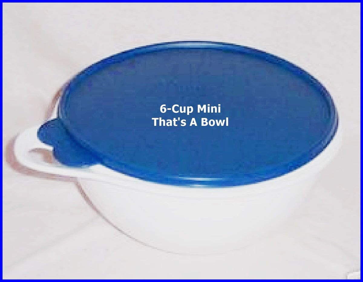 Tupperware 6 Cup Thats A Bowl White Mixing Bowl Blue Lid 3056 Vtg