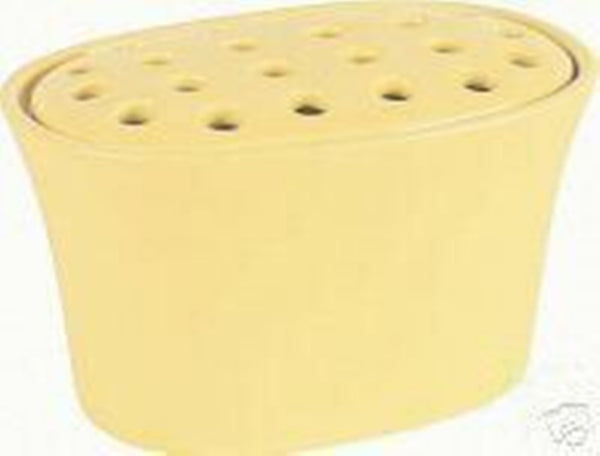 Southern Living AT HOME GLAZED CERAMIC POTTERY ARRANGE IT EASY OVAL BUTTER YELLOW VASE w/ FROG - Plastic Glass and Wax ~ PGW