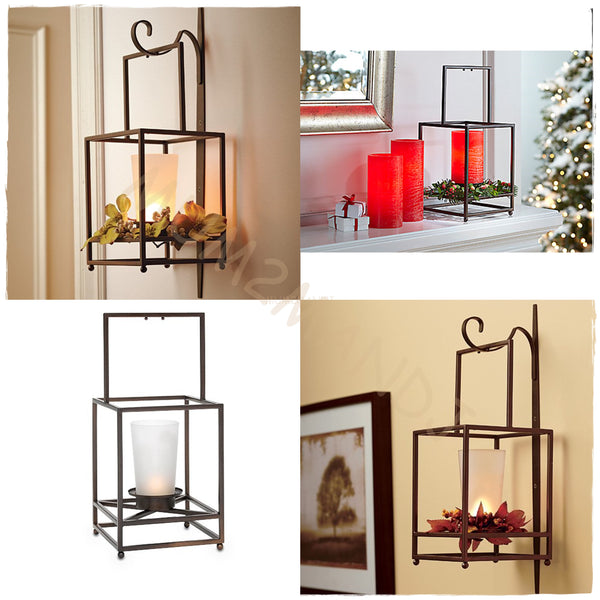 PartyLite FRAMEWORK LANTERN HANGING / TABLETOP CENTERPIECE CANDLE HOLDER - Plastic Glass and Wax