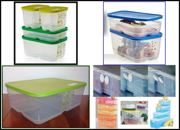 TUPPERWARE SURF 'N TURF FridgeSmart MEDIUM DEEP Storage Container Keeper TRUE BLUE VENTED SEAL