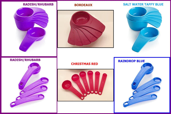 TUPPERWARE Set of 6 Prep Essentials Essential Measuring Spoons RAINDROP Blue