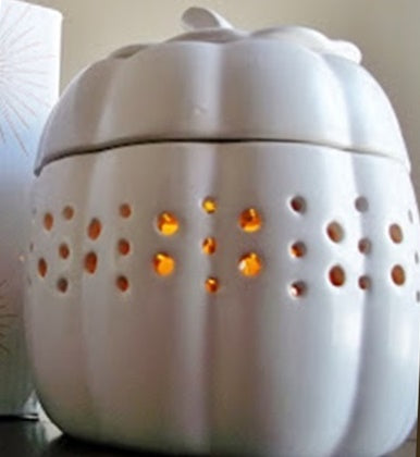 PartyLite Electric ScentGlow Glo Scent Plus Wax Aroma Melts Warmer 3-Pc AUTUMN PUMPKIN - Plastic Glass and Wax ~ PGW
