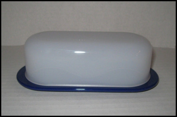 TUPPERWARE OPEN HOUSE 2-PC SHEER / TOKYO BLUE SINGLE STICK BUTTER KEEPER STORAGE - Plastic Glass and Wax