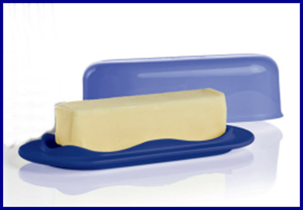 TUPPERWARE OPEN HOUSE 2-PC SHEER / SNOW WHITE SINGLE STICK BUTTER KEEPER STORAGE - Plastic Glass and Wax